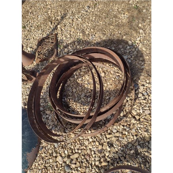 collection of metal barrel hoops