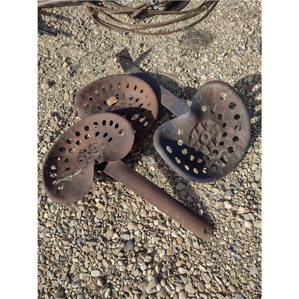 3 tin tractor seats