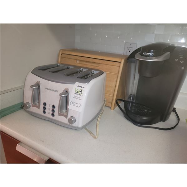 Toaster, Keurig Coffee Maker A