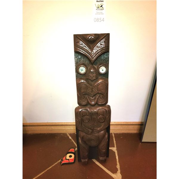 First Nations Carved Eagle by Clifford George & Totem A