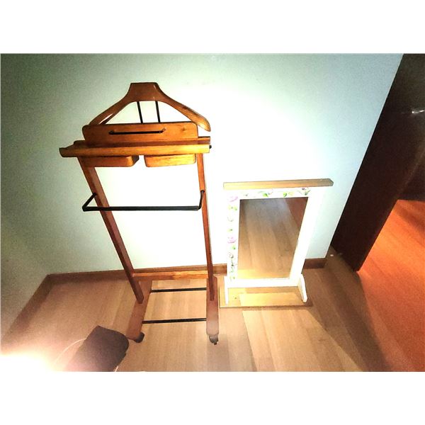 Wood Valet & Mirror B