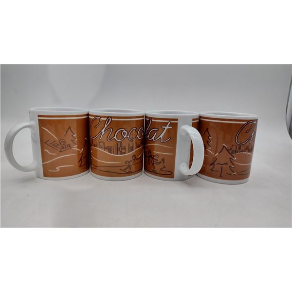 Set of 4 Mural Designed "Chocolat" Mugs