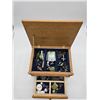Image 2 : wooden jewelry box with contents