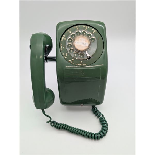 Vintage Wall Mounted Green Rotary telephone