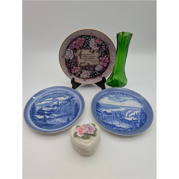 Decorative plates, vase, and porcelin dish