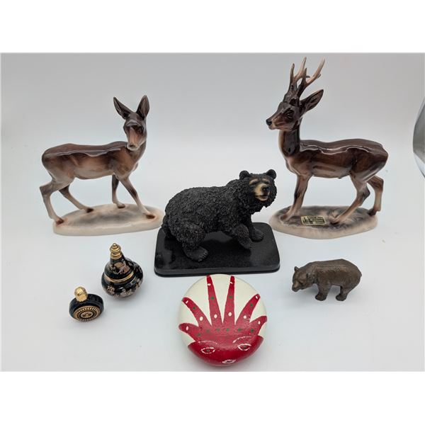 Ceramic animals and perfume bottles