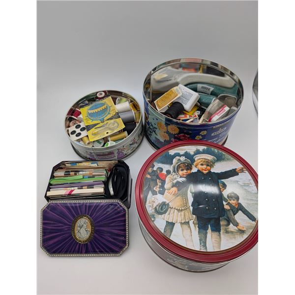 Four Tins full of sewing items