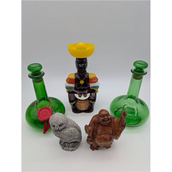 Vintage collectors alcohol bottles and staues