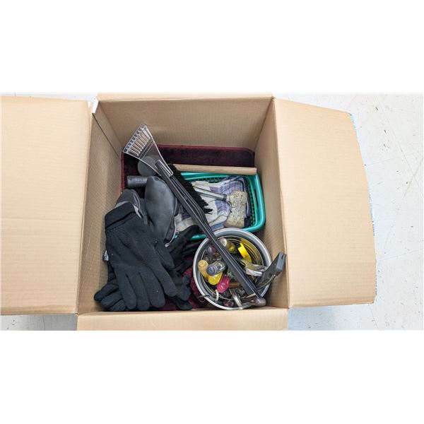 Box of Gloves and assorted tools