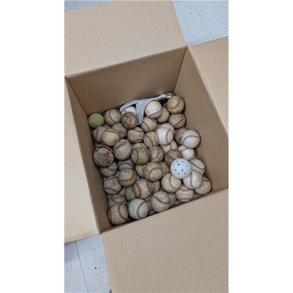 Box of Vintage baseballs