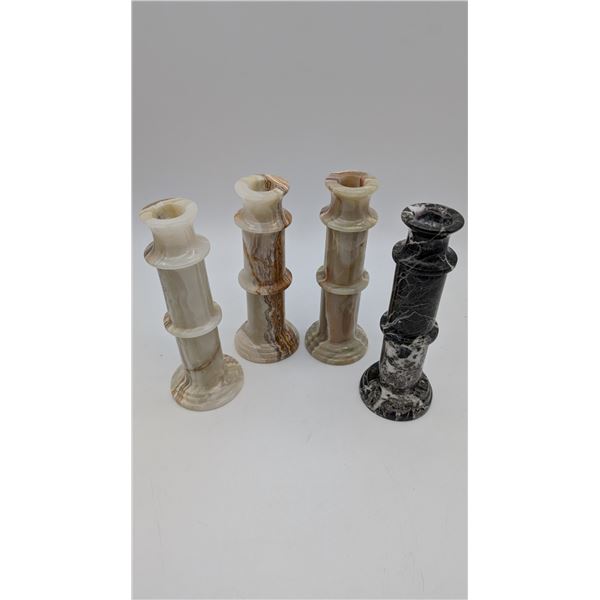 Set of Vintage Onyx Marbel Candel Holders