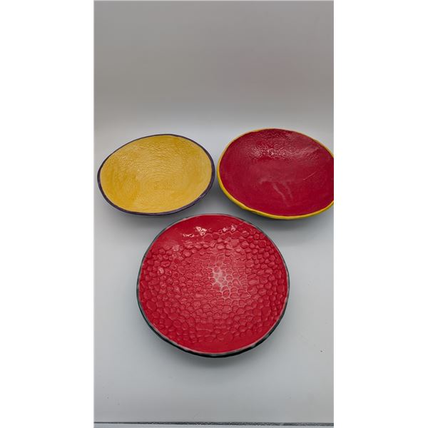 Three hand painted large bowls