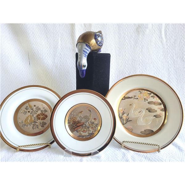 Chokin 24K Gold Rim Plates A