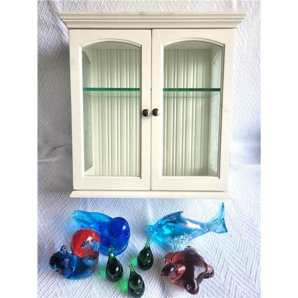 Miniature Curio Cabinet & Glass Ornaments A
