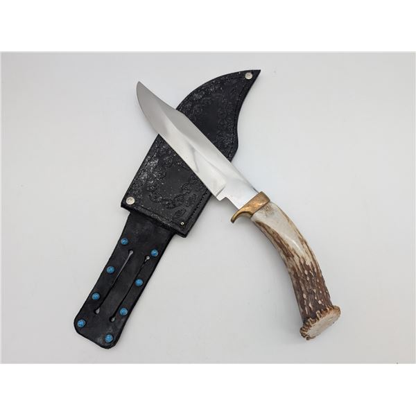 handmade stag handled hunting knife.