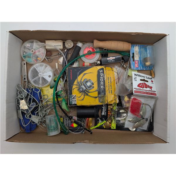 Collection of fishing hooks, line and gear