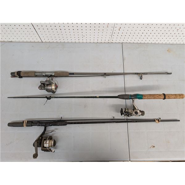 3 rods with reels