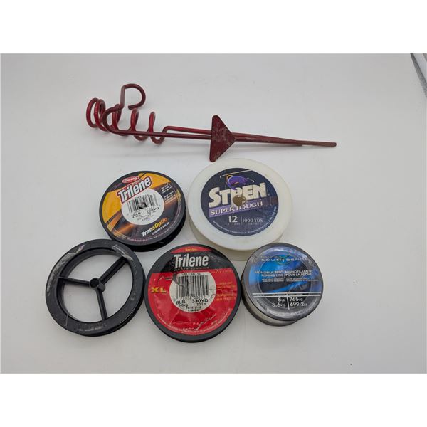 various fishing line and rod holders