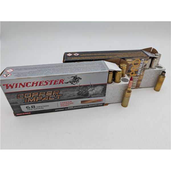 Two boxes of 6.8 western live and brasss (ck17)