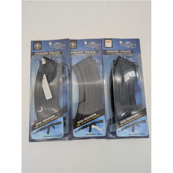 3 Aftermath branded kraken police hi-cap metal magazine