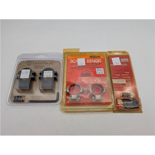 3 pack of scope mounting rings and base (ca33)