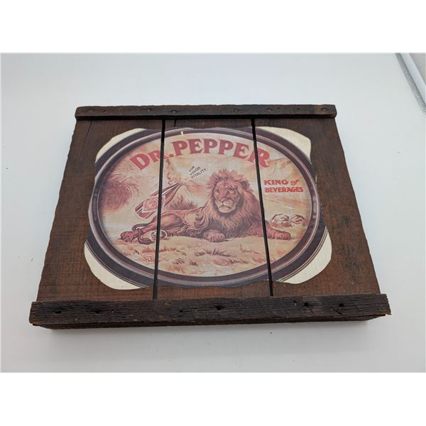 Dr. Pepper Advertising sign on wooden crate backing (ct31)