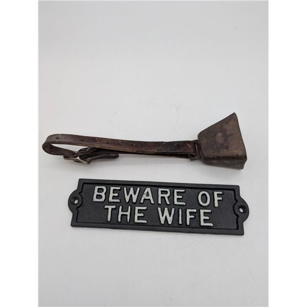 metal cow bell and metal novelty door /Wall plate (ct31)