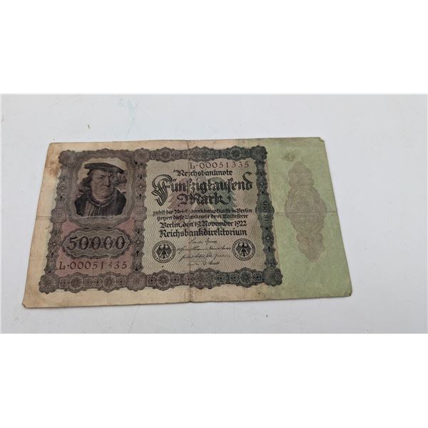1922 50,000 Mark Reichsbanknote from Germany (ct31)