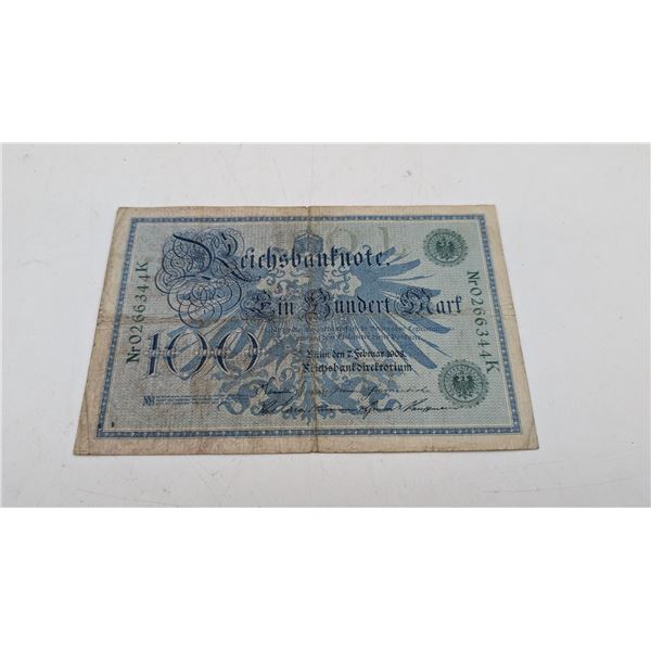 1908 100 Mark Reichsbanknote from Germany (ct31)