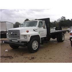 1991 FORD F800 S/A FLATBED TRUCK,