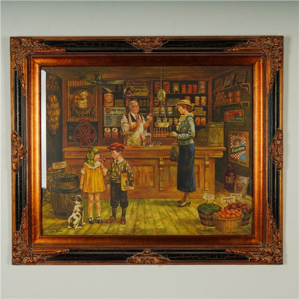 Lee Dubin, Framed Color Lithograph on Paper, 1932 General Store, Signed