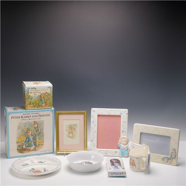 5pc Beatrix Potters Tableware, Bib & Cup Set, Picture and Picture Frames