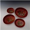 Image 2 : Set of 4 Mexican Redware Pottery Hand Painted Dishes