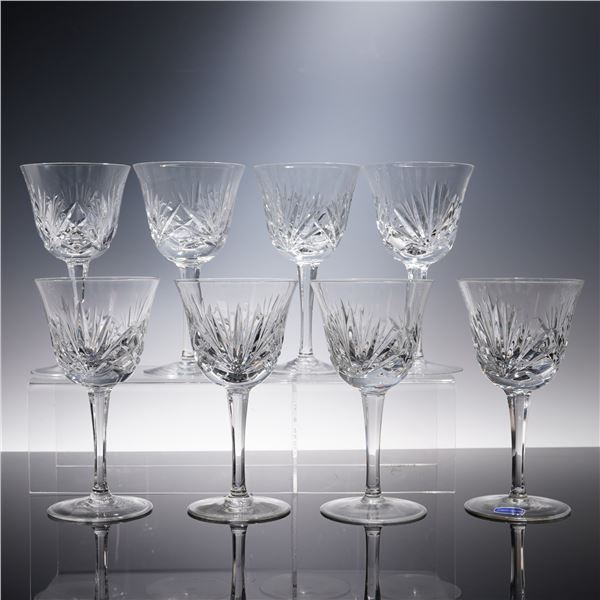 8pc Gorham Crystal Water Goblet, Cherrywood Clear