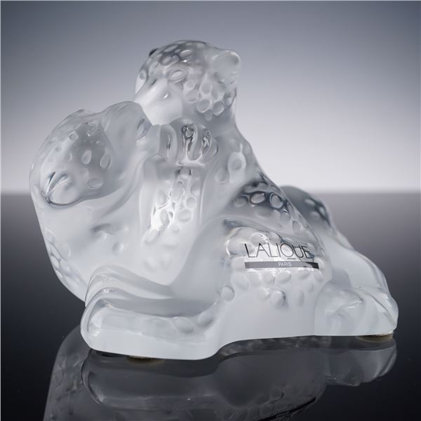 Lalique Crystal Figurine, Jaguar Cubs