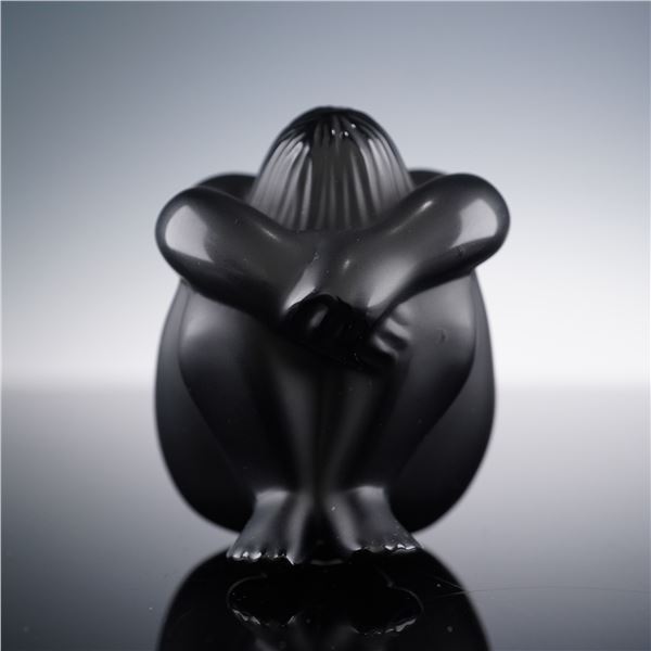 Lalique Crystal Nu Assis Noir Figurine