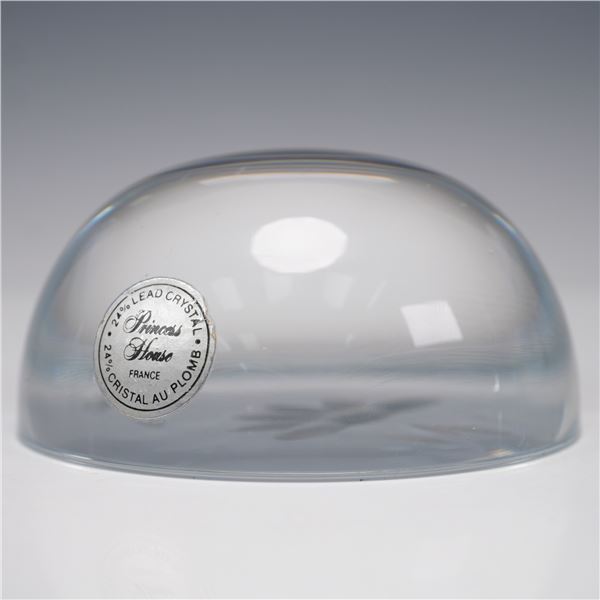 Princess House Crystal Paperweight, Floral Etching