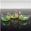 Image 1 : 3pc Murano-Style Art Glass Swan Salt Cellars