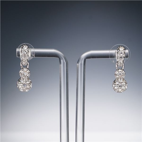 Pair of Swarovski Silver Tone Crystal Drop Earrings