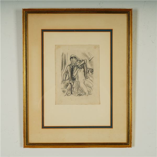 Andre Dignimont, Original Charcoal Drawing on Paper, Signed
