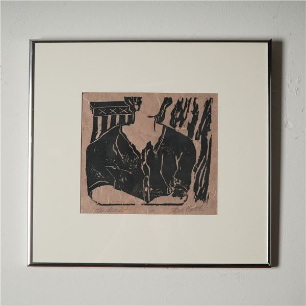 Tena Cottle, Original Woodcut on Paper, The Dress, Signed