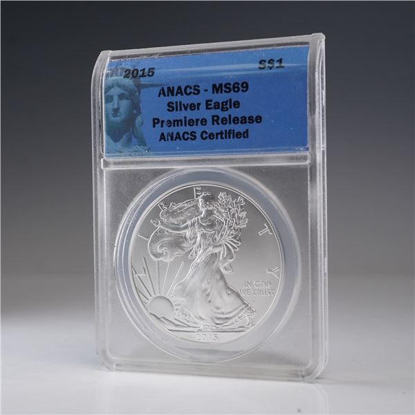 2015 American Silver Eagle Type 1 Dollar ANACS Graded MS 69