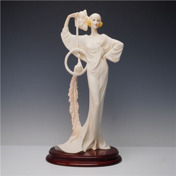 Santini Art Deco Figurine, Lady with Peacock