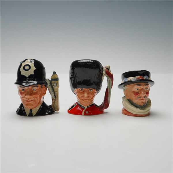 3pc Royal Doulton Mini Jugs- Beefeater D6251, Bobby D6763 & Guardsman D6772