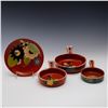 Image 1 : Set of 4 Mexican Redware Pottery Hand Painted Dishes