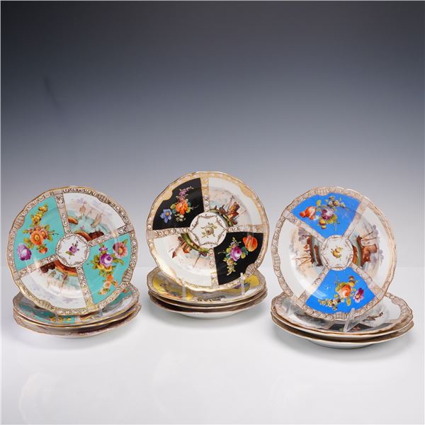 12pc Meissen Plates and Bowls Factory Seconds Floral and Scenic Designs