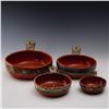 Image 1 : Set of 4 Mexican Redware Pottery Hand Painted Bowls