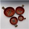 Image 2 : Set of 4 Mexican Redware Pottery Hand Painted Bowls
