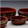 Image 3 : Set of 4 Mexican Redware Pottery Hand Painted Bowls
