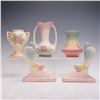 Image 1 : 5pc Hull Pottery Ceramic Vases and Candleholders, Open Rose
